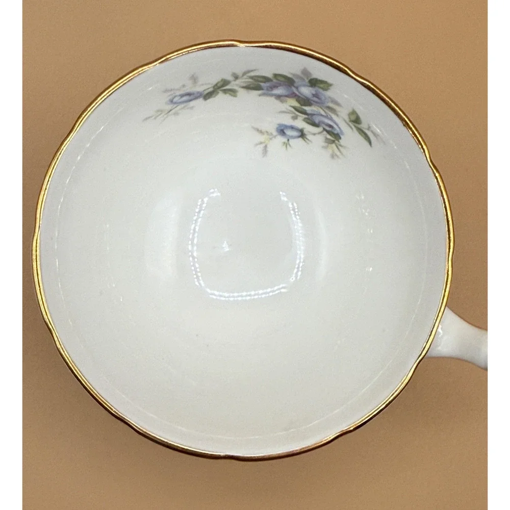 🌹 Vintage Aynsley Marine Rose Footed Cup & Saucer Set England Bone China